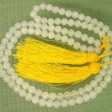 Натуральный Бусины огромный редкий 108 натуральный белый камень 8 мм Бусины буддийский Будда Молитва Мала Цепочки и ожерелья широкие крылья человек ювелирные изделия