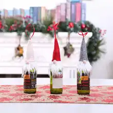 1 шт. Рождественская бутылка вина набор украшение Санта-Клаус Рождественская бутылка Кепки Рождественская декорация, светящееся украшение#2o31