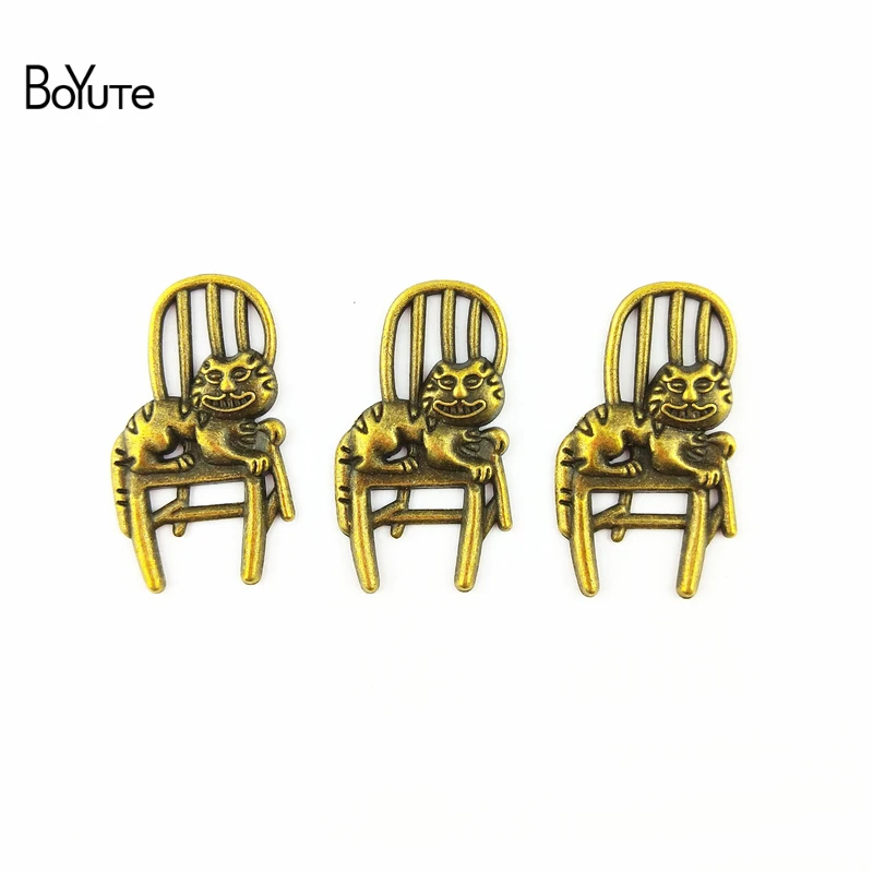 BoYuTe (40 Pieces/Lot) 20*35MM Vintage Chair Cat Charms Antique Bronze Plated Zinc Alloy Metal Trendy Pendant Diy Jewelry Making