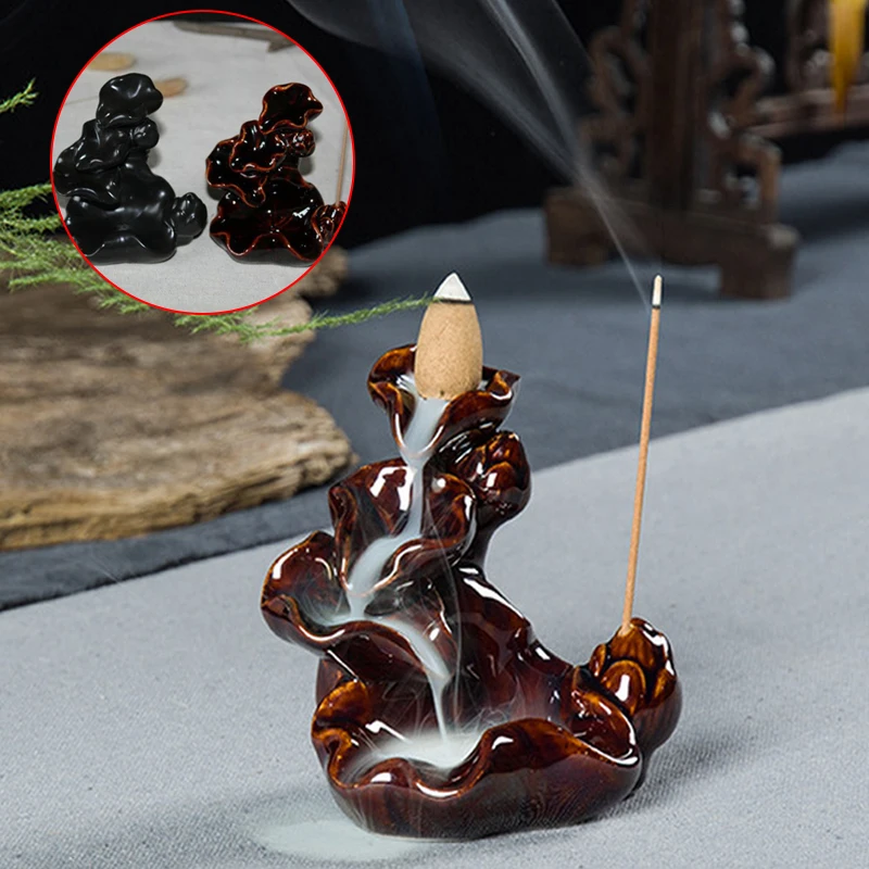 Изящная керамическая глазурь дымовой конус Backflow спроектированная курильница Статуэтка-курильница для благовоний