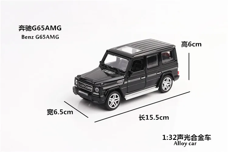 1/32 Diecasts& игрушечный транспорт Mercedes G65 AMG Модель автомобиля со звуком и светильник коллекция автомобиля игрушки для мальчика Детский подарок brinquedos