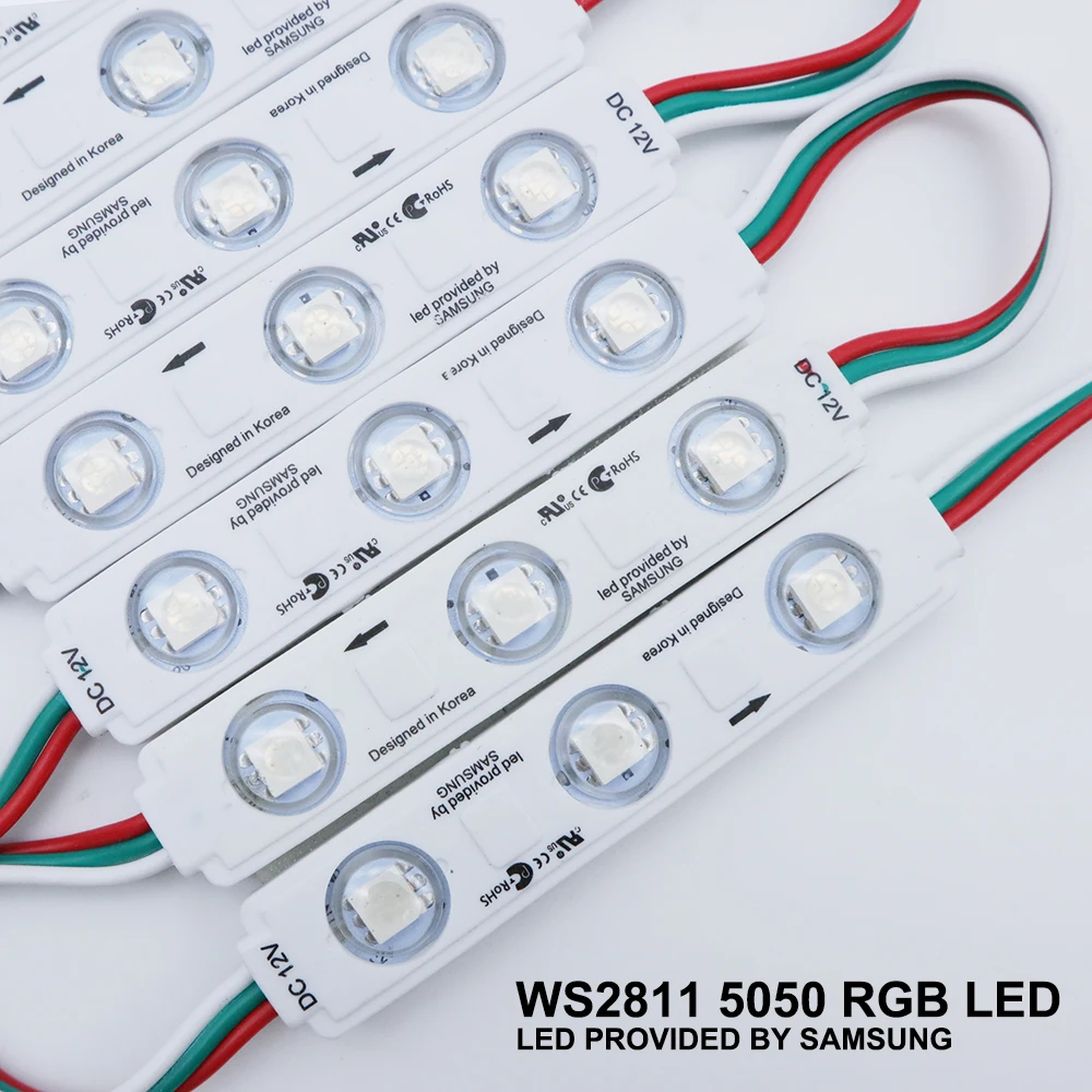 Módulos à Prova Água para Publicidade Pces Ws2811 Rgb Led Strip 5050 3led Sonho Cor Dwaterproof Carta Sinal Backlight 20 dc 12 v 3 20 pces dc 12 v ws2811 rgb