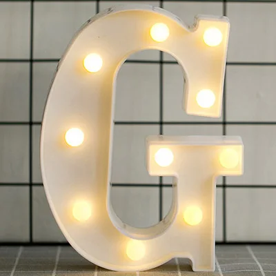 Светящийся светодиодный Ночной светильник лампа с английским алфавитом, цифрами, украшение для свадебной вечеринки, рождественские аксессуары для украшения дома - Цвет: G