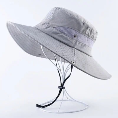 Женские солнцезащитные шапки с защитой от УФ-лучей, спортивная шапка с широкими полями для рыбалки, летняя кепка для пешего туризма, кемпинга, Кепка унисекс - Цвет: Серый