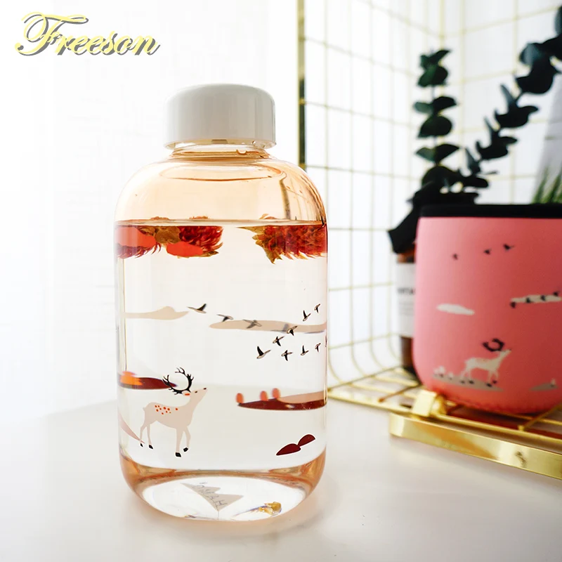 Креативная стеклянная бутылка для воды градиентного цвета с рукавом милые