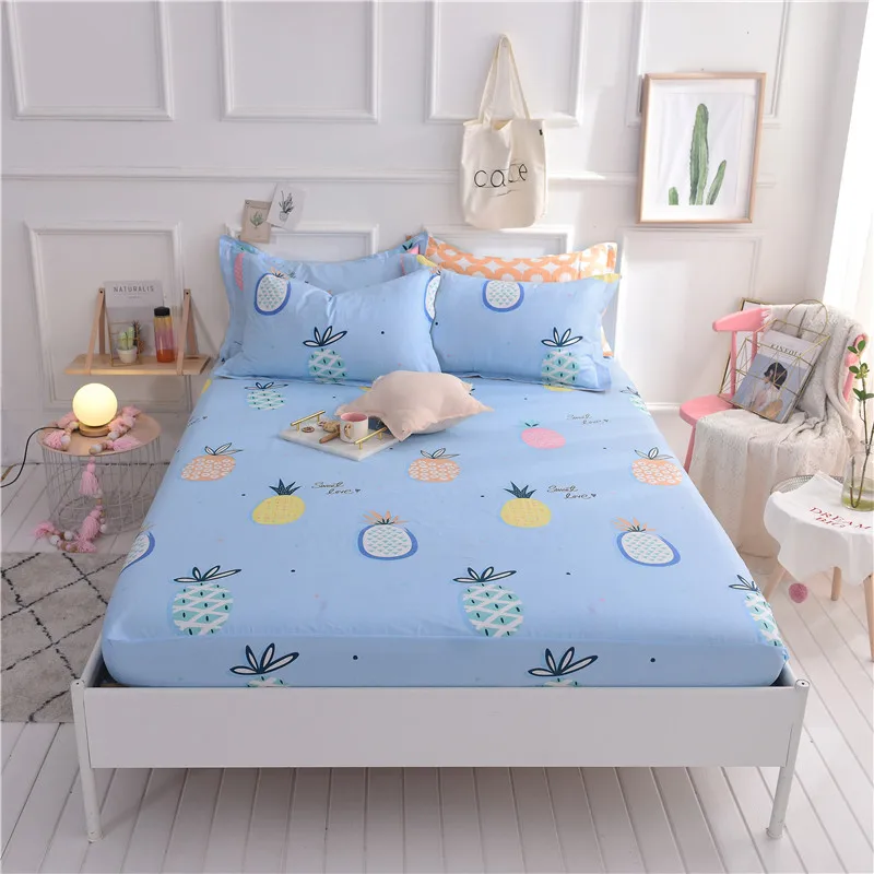 

Blue Cartoon Fruit Pattern 3pc On Sale Home Textile 100% Cotton Bed Sheet Set Bedding Fitted Sheet Fitted Sheet Pillowcase Soft
