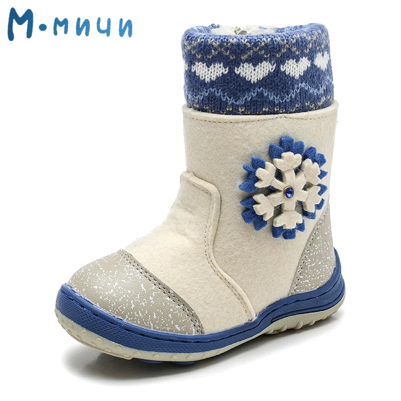 MMNUN Floral Wool Felt Boots Children Brand Warm Winter boots Girls