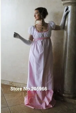 

Free Shipping Custom Two Color Round Gown Regency Jane Austen Ball Empire formal Dress