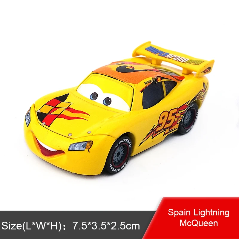 Disney Pixar Cars Gold Dinoco синий черный полицейский Молния Маккуин 1:55 металлические литые игрушки модель автомобиля для мальчиков Детский подарок - Цвет: Spain McQueen