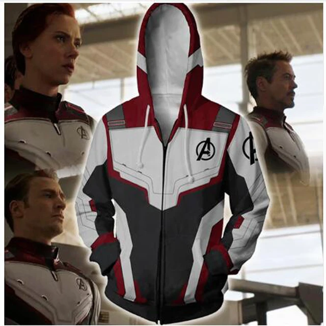 Marvel The Avengers 4 Endgame Quantum Realm Cosplay Costume Hoodies Men Hooded Avengers Zipper End Game Sweatshirt Jacket