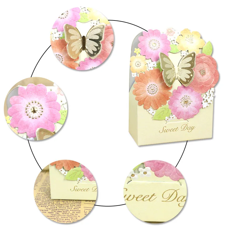 50 шт. Свадебная коробка конфет Золотая Бабочка товары для вечеринок Подарочная