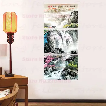 

Vintage Chinese Landscape Painting Canvas Print Gallery Artwork Picture for Office Hallway Home Decor Drop Shipping
