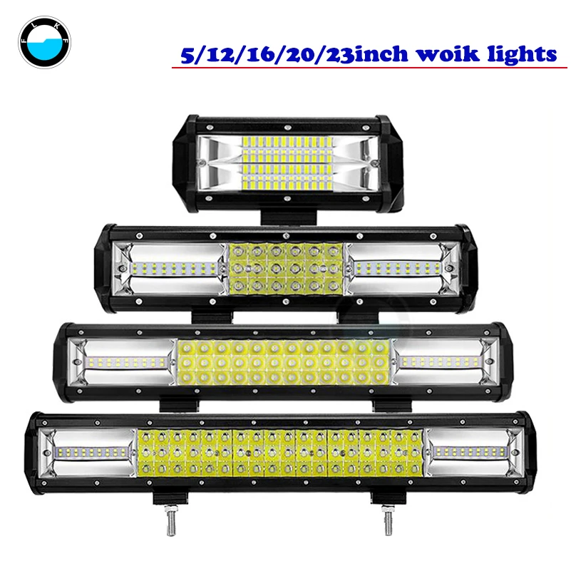 

5" 12" 16" 20"23"Tri-Row LED Light Bar Combo Beam 6000K LED Bar for Motorcycle Tractor Boat Off Road 4WD 4x4 Truck SUV ATV
