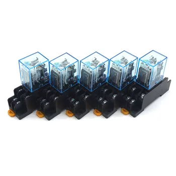 

5pcs MY2N-J DC12V 24V AC110V 220V 8 Pin Relay Coil General DPDT Micro Mini Electromagnetic Relay Switch With Socket Base