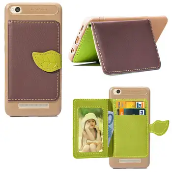 

For Redmi 5A Leaf Magnetic Wallet Leather Cover For Xiaomi Redmi 5A Premium Stand Cover With Card Slot Holder Shockproof Case