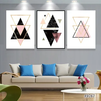 

Linear Graphics Logical Combination Triangular Pink Overlap Concisely Classic Home Art Decoration Canvas Wall Painting Clear HD