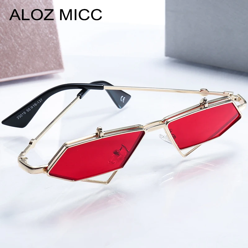 

ALOZ MICC Fashion Small Frame Sunglasses Women 2018 Personality Flip Alloy Sun Glasses Female Brand Designer Punk Eyewear Q631