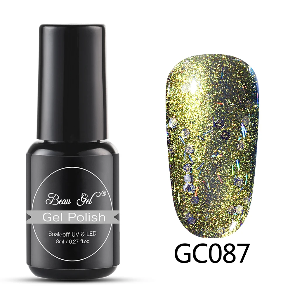 Beau гель 8 мл блеск алмазная пилка для ногтей Гель-лак многоцветный маникюр с блестками, блестящие, для дизайна ногтей замочить от УФ-гель Лаки лак - Цвет: GC087