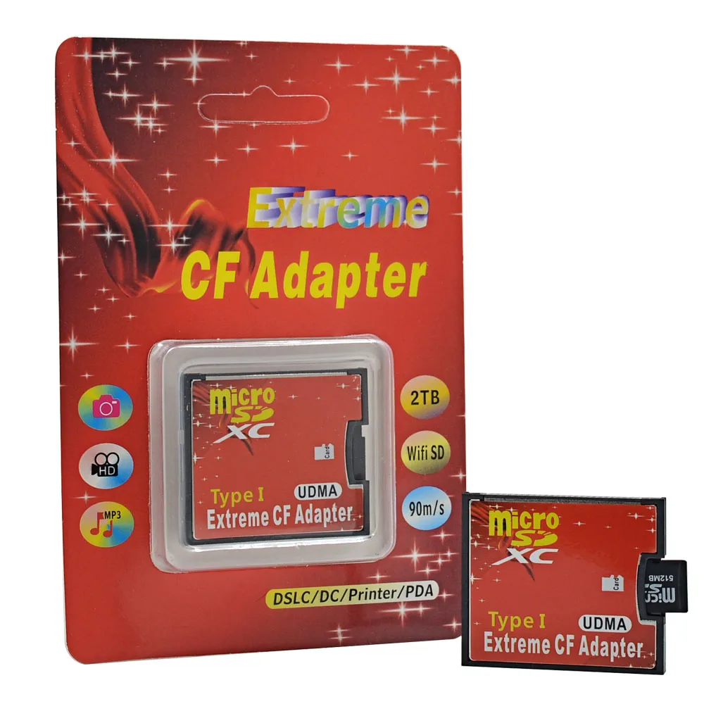 

Micro SD TF to CF Card Adapter MicroSD Micro SDHC to Compact Flash Type I Memory Card Reader Converter With Retail Package