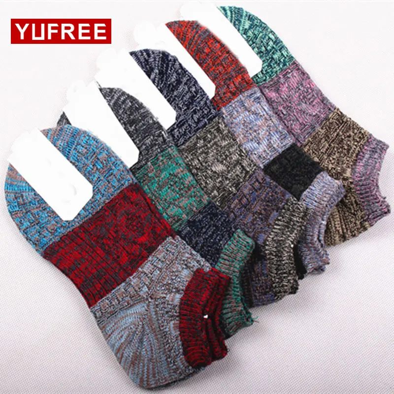 Retro Men's Socks Knitting Patchwork Cotton Happy Socks Men Casual