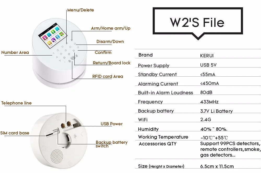 KERUI W2 WI-FI сети сигнализации IOS приложение для Android дистанционный пульт WI-FI GSM PSTN Охранная Главная Системы