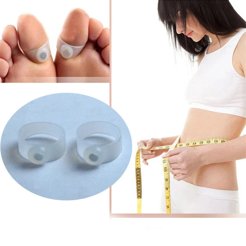 1 Pair of Effectively Slimming Soft Silicone Toes Acupressure Rings With Magnets For font b Weight