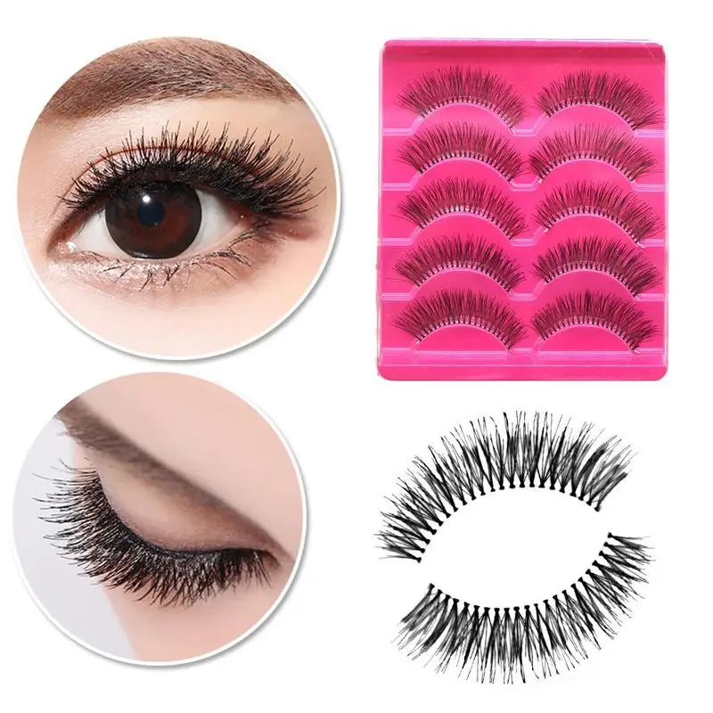 

5pair Soft Hair Makeup Long Thick False Eyelashes Extension Kits Hand Made Makeup Lashes Set Natural Maquiagem False Eyelash Set