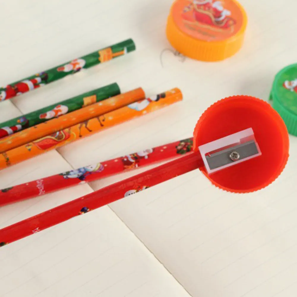 Eraser Ball Pen 12Pcs/Set Stationery Set Pencil Writing Supplies Gift Christmas Children Student Creative Sharpener Ruler