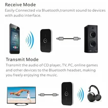 B6 2 in 1 Bluetooth Transmitter & Receiver Wireless A2DP Bluetooth Audio Adapter Portable Audio Player Aux 3.5mm Black