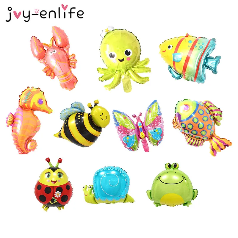 

JOY-ENLIFE 5pcs Mini Ocean Sea Animals Foil Balloon Insect Inflatable Air Balloon Baby Shower Kids Birthday Party Decor Supplies