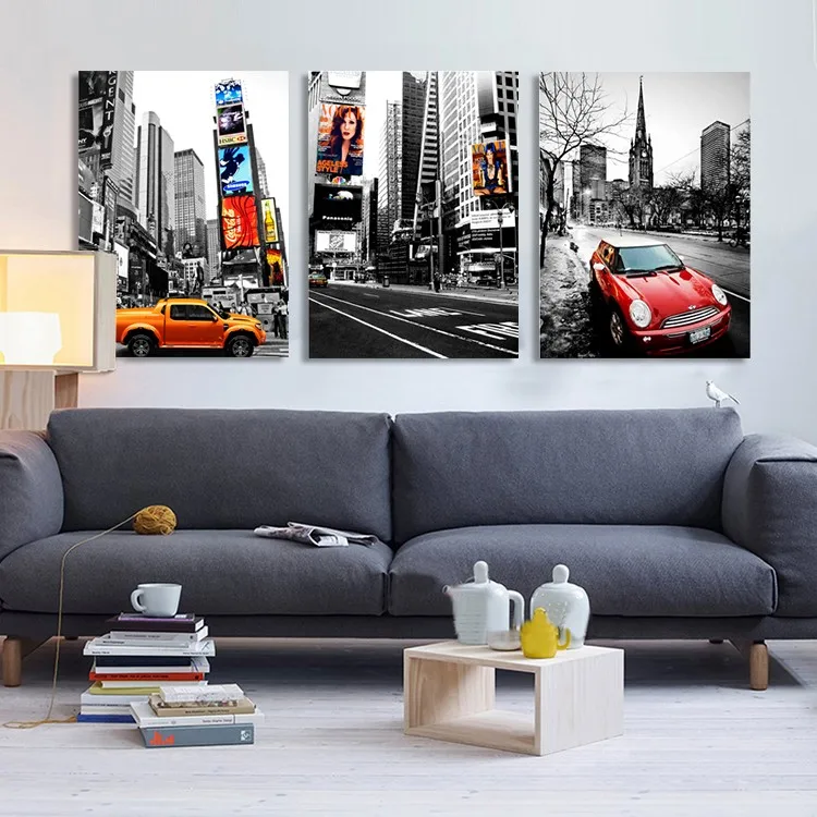 Barato Venta Ciudad Coche 3 Unids La Pintura De La Pintura Al Oleo