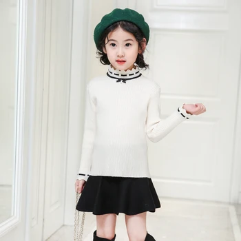 

New Baby Girls White Pink Sweater Autumn Winter Cotton Sweater Girls Sweater Children Clothing Girls Cotton Pullover 10 12 Years