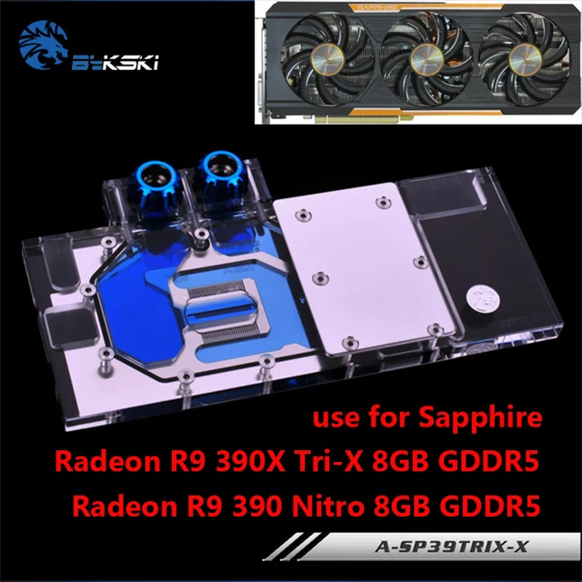 Best Price BYKSKI Water Block use for Sapphire Radeon R9 390 Nitro/ 390X Tri-X /Full Cover Graphics Card Copper Radiator Block RGB