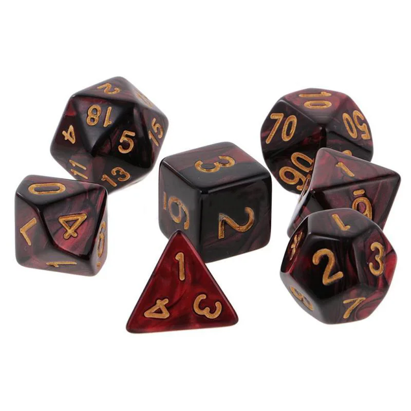7 шт./компл. набор многогранных кубиков для подземелья и драконов DND MTG D10 D8 D6 D4 красный черный
