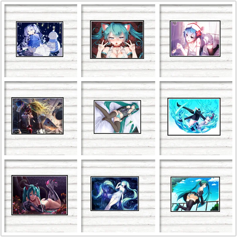 

Hatsune Miku Vocaloid Art Coated paper Poster Print Sexy Anime Girl Pictures For Living Room Decor