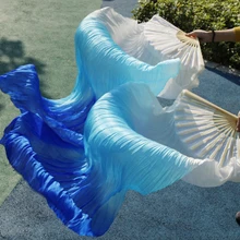 Женская Высококачественная китайская шелковая Фата для танцев, для фанатов, пара фанатов танца живота, дешевая горячая распродажа, белый+ небесно-голубой+ синий