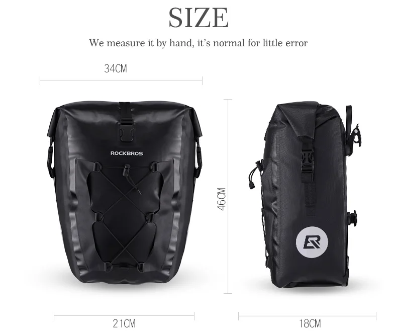 Flash Deal ROCKBROS Waterproof Foldable Cycling MTB Bike Bags Reflective Panniers Long Travel Luggage Bag 27L Bicycle Bags 29