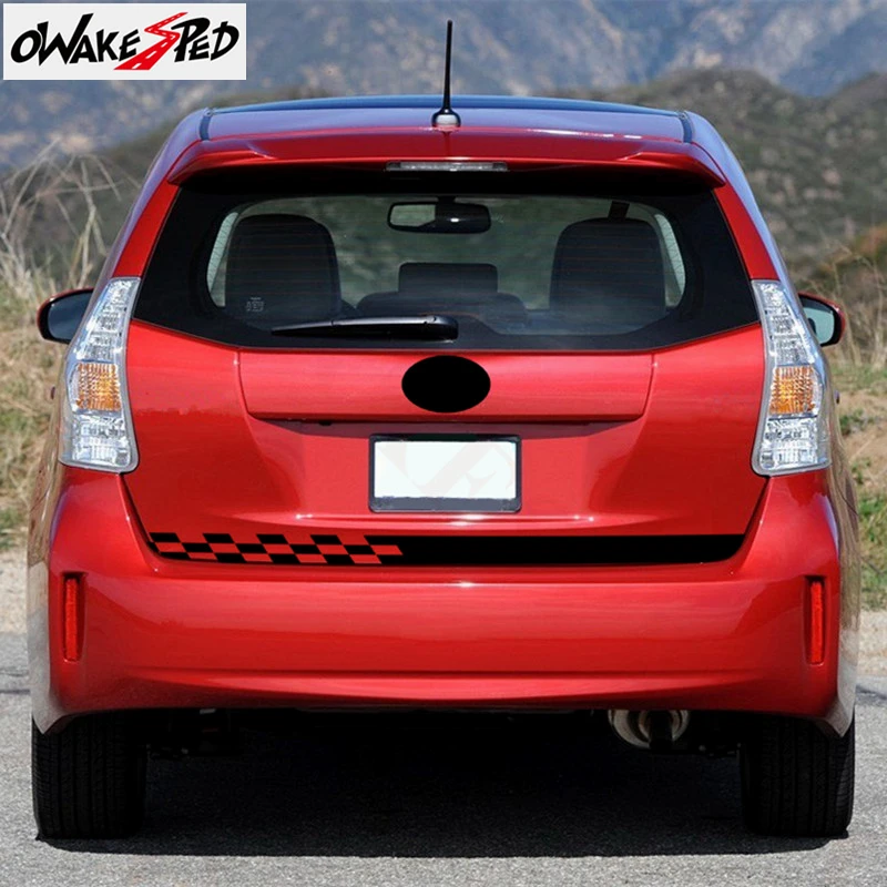 

Racing Lattices Stripes Vinyl Decal Car Trunk Cover Decor Sticker Sport Style Tail Decals For Toyota Corolla Yaris Prado Previa