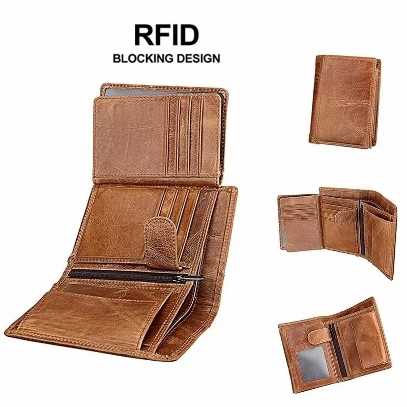 

Men's Wallet RFID Leather Wallet Multi-functional Money Purses Card Plus Size Short Wallet