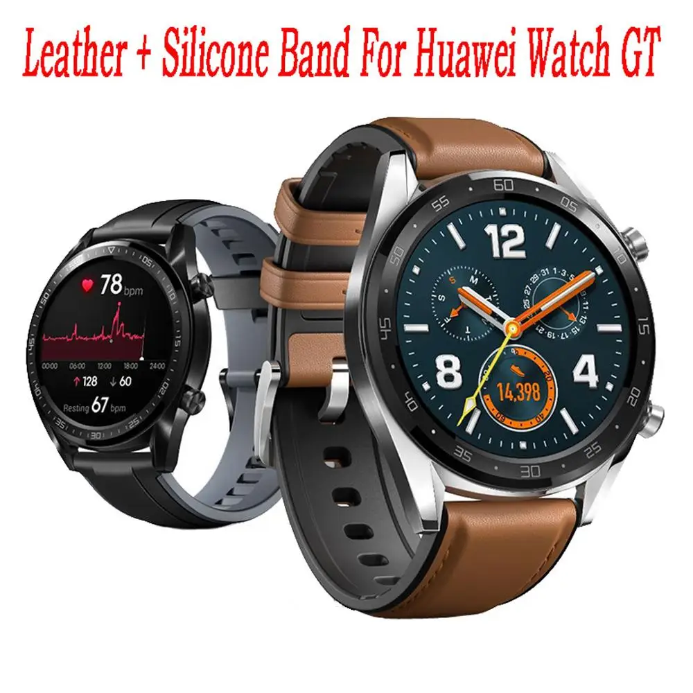 Новинка 2019 роскошный кожаный и силиконовый ремешок для часов Huawei Watch GT на