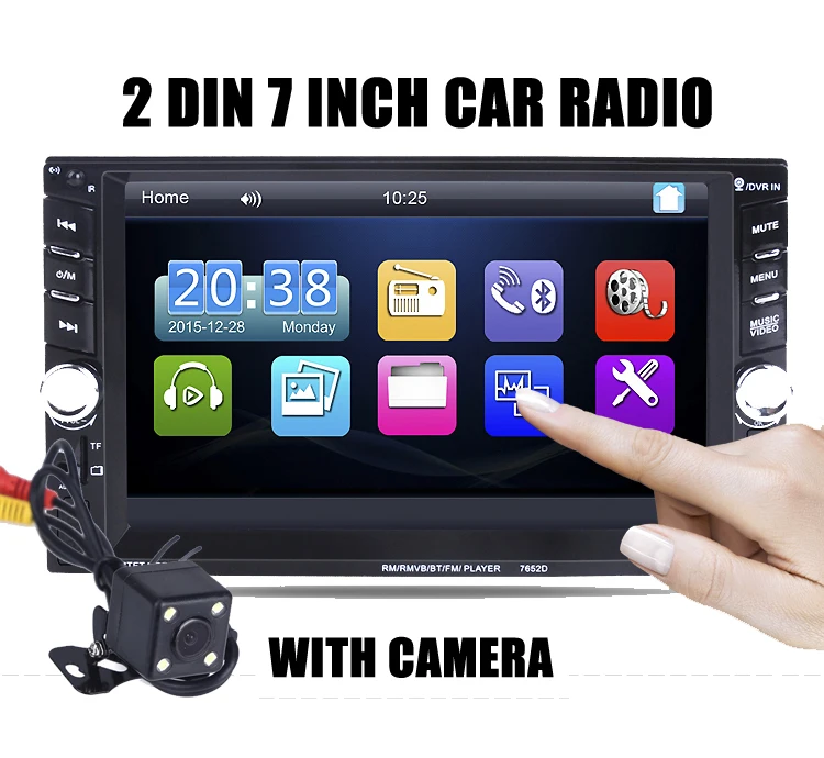 2 DIN radio Steering wheel control support DVR input Bluetooth Car
