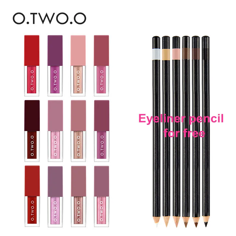 

O.TWO.O Liquid Lipstick Makeup Kits Long lasting Moisturizing Lip Gloss Waterproof Lip Liner Pencil Women Beauty Lips Cosmetics