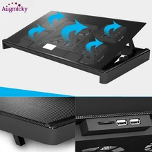 Новинка, охлаждающая подставка для ноутбука, синий светодиодный кулер для ноутбука, 5 вентиляторов, 2 порта USB, подставка для ноутбука, 10-17 дюймов, usb кулер для ПК