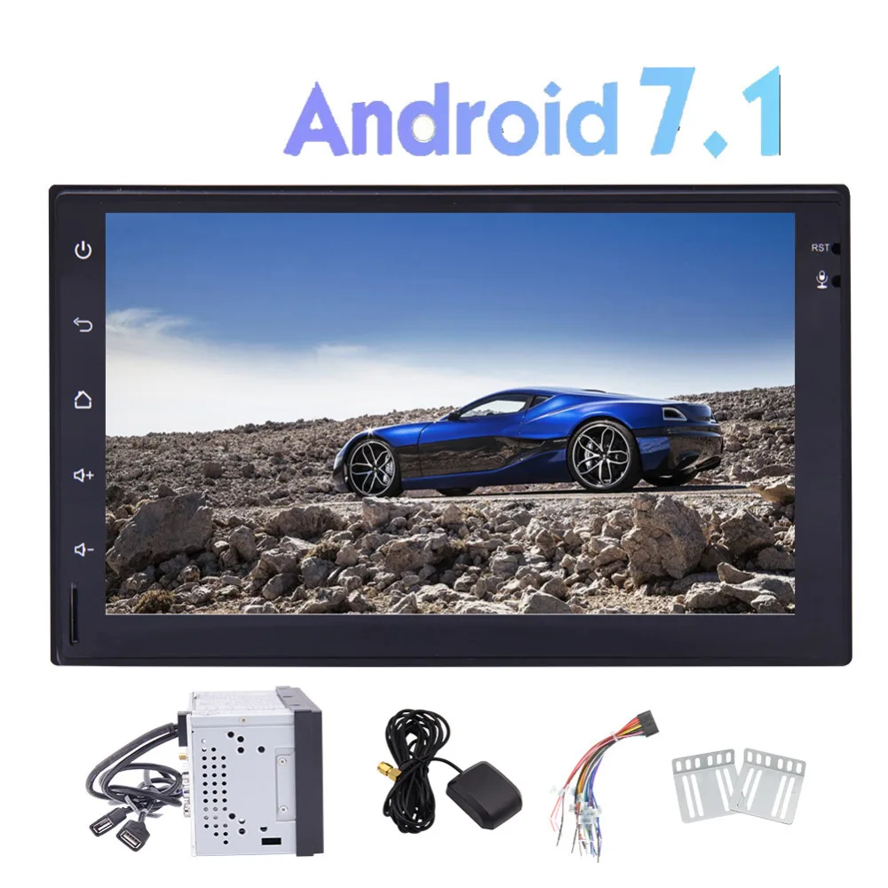 Двойной Дин стерео Android 7 1 4 ядра ''автомобильный gps навигации Bluetooth AM/FM радио OBD2