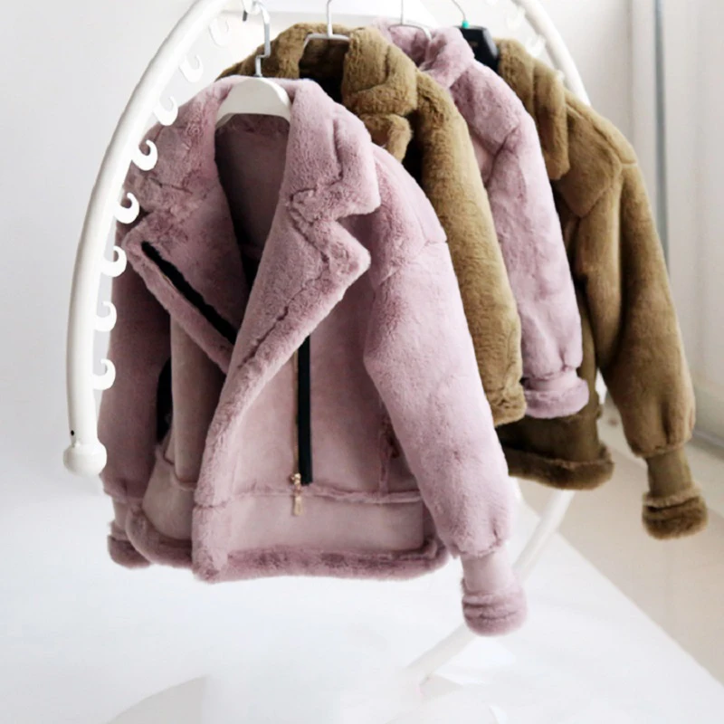 

JKP 2018 winter new boys and girls fur fashion parkas coat thick warm children's imitation leather outerwear Jackets FPC-39