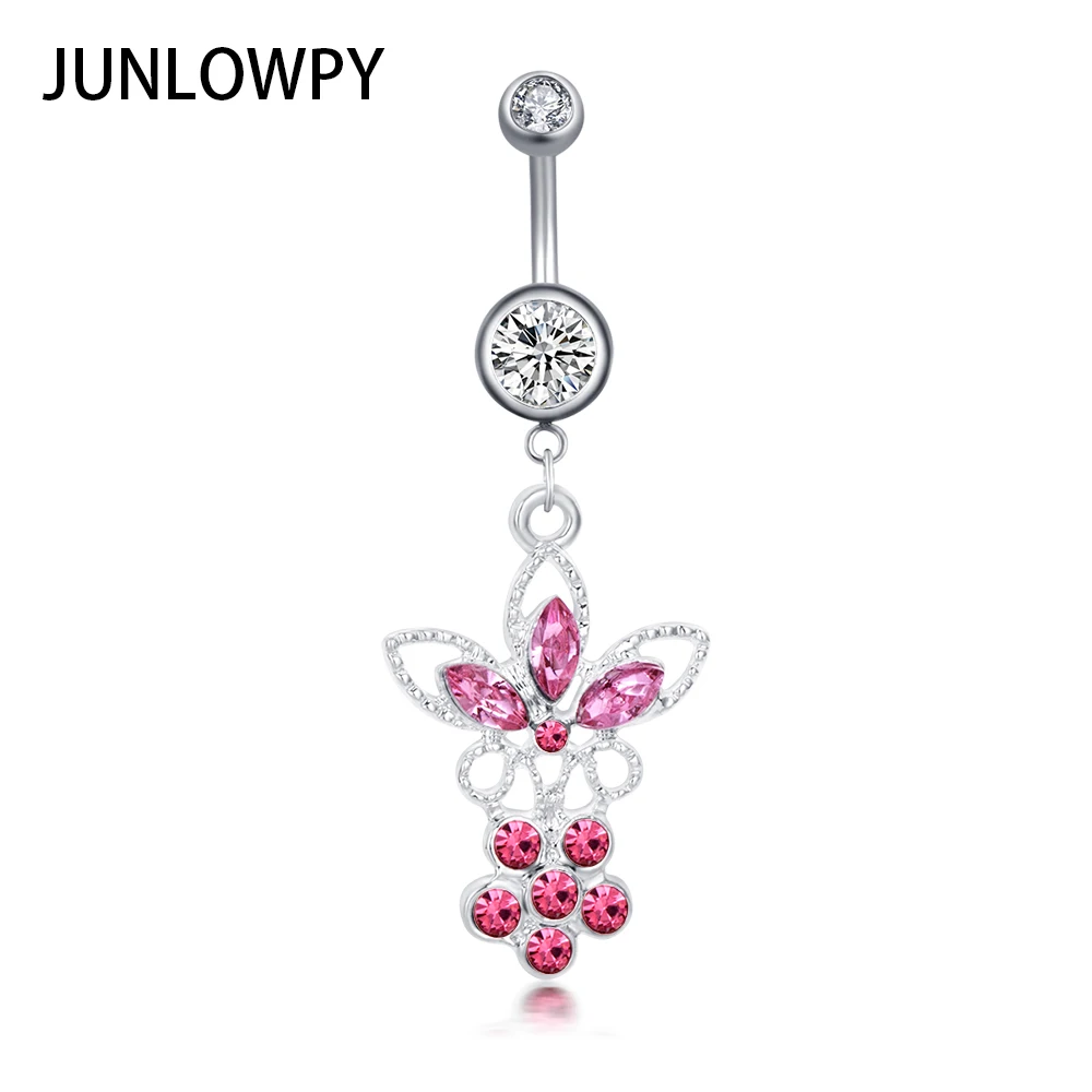 JUNLOWPY 14G Stainless Steel Screw Navel Bars Belly Button Rings for ...