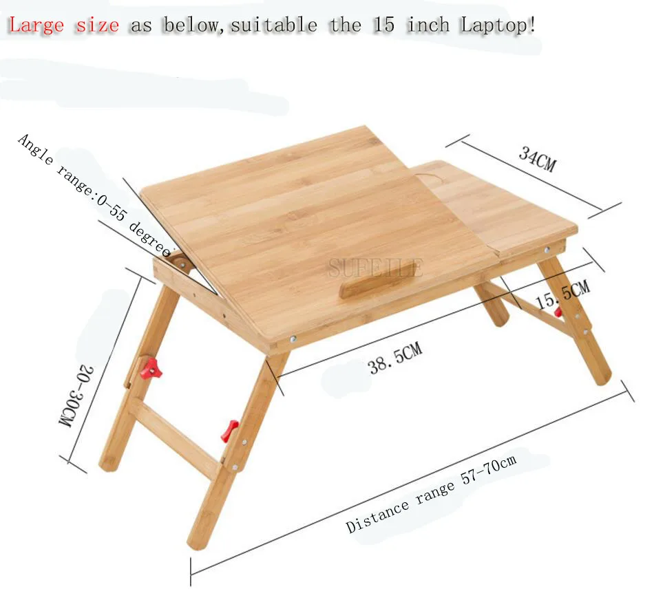SUFEILE Laptop stand MultiFunctional Folding Laptop Table Bamboo Desk Bed Sofa Tray Adjustable Portable Notebook Desk D5