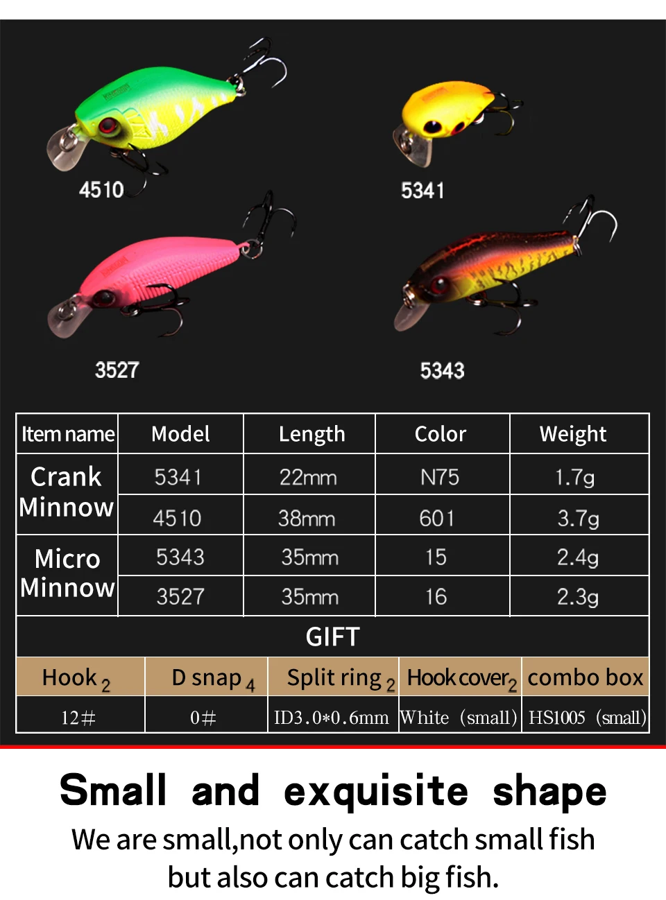 Kingdom Fishing Small Lure Set 4 шт. в одном комплекте с прочной коробкой для приманки