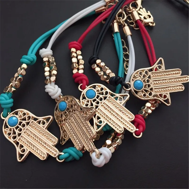 Image Hot SellGold plated Beads Hamsa Hand Bracelets Bangles Classic Vintage Evil Eye Good Luck Bracelets Fow Women Christmas Gift
