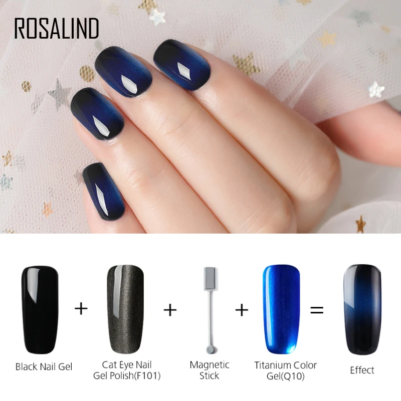

ROSALIND Gel 1S 10ML 3D Magic Effect Cat Eye+Titanium UV Gel Nail Polish Set For Manicure Gel Varnish Top Nail Art DIY Design